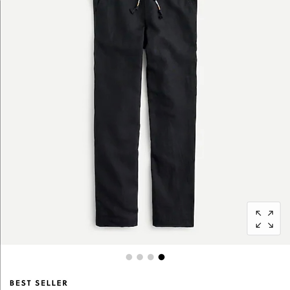 J. Crew tie black seaside pant, linen blend, sz S